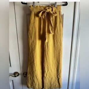 Banjara High-Waist Tie Front crop Wide-Leg Pants - Mustard Yellow